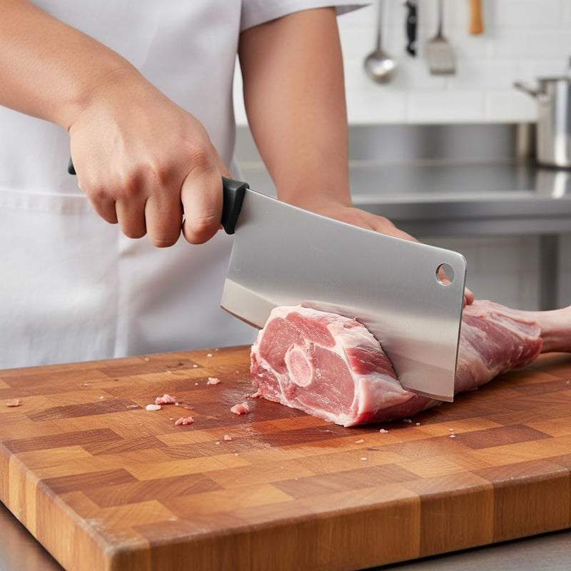 Kitchen Master 8 Inch Stainless Steel Meat Cleaver - Professional Butcher Chopping Knife - Image 4